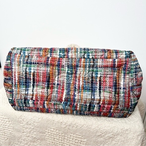 Authentic Chanel Coco Cocoon Nylon Tote Bag Tweed Print Cream Off White - Picture 8 of 15